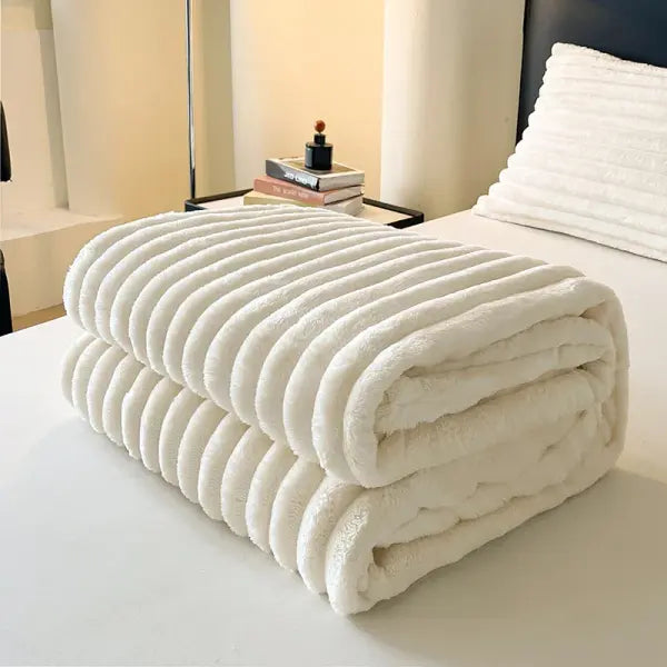 Light Luxury Solid Color Multifunctional Rabbit Velvet Blanket Winter Thick Warm Flannel Used for Bedroom Living Room