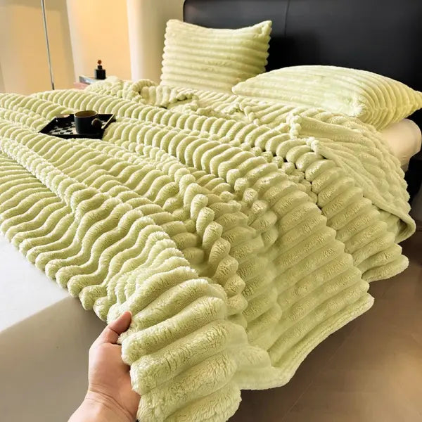 Light Luxury Solid Color Multifunctional Rabbit Velvet Blanket Winter Thick Warm Flannel Used for Bedroom Living Room