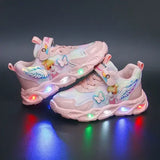Air Mesh Running Shoes Kids Princess Light Up Sneakers Casual Walking
