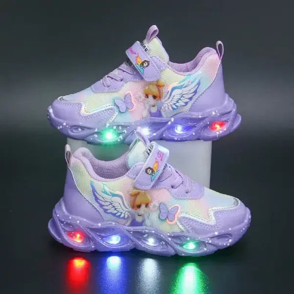 Air Mesh Running Shoes Kids Princess Light Up Sneakers Casual Walking - Mesh Purple / 29(17.9cm insole)
