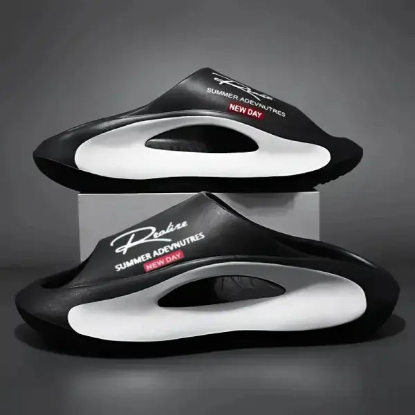Lightweight EVA Childrens Slippers with White Cartoon Design - 24158881-black / 36-37