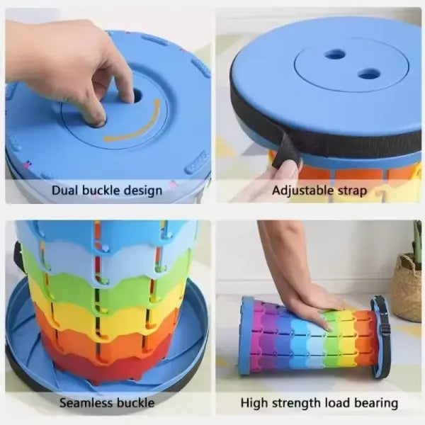 Lightweight Portable Plastic Folding Telescopic Chair - Adjustable Height Compact Stool Perfect for Fishing Beach &