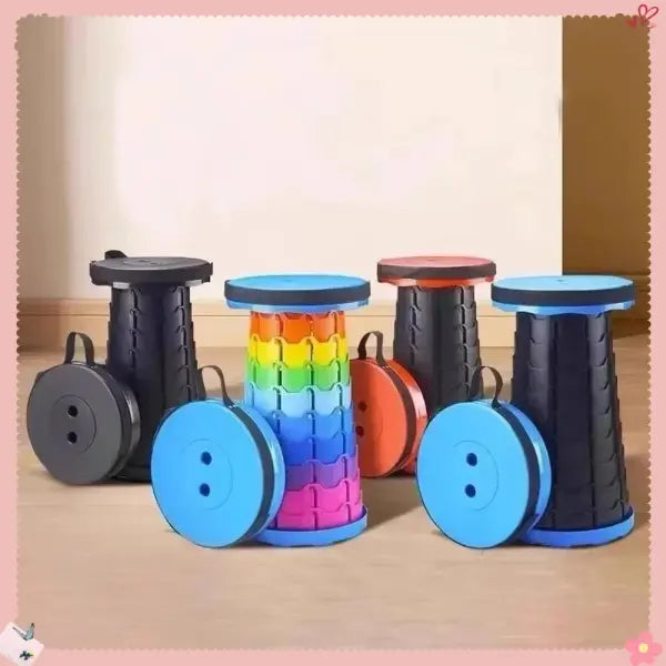 Lightweight Portable Plastic Folding Telescopic Chair - Adjustable Height Compact Stool Perfect for Fishing Beach &