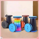 Lightweight Portable Plastic Folding Telescopic Chair - Adjustable Height Compact Stool Perfect for Fishing Beach &