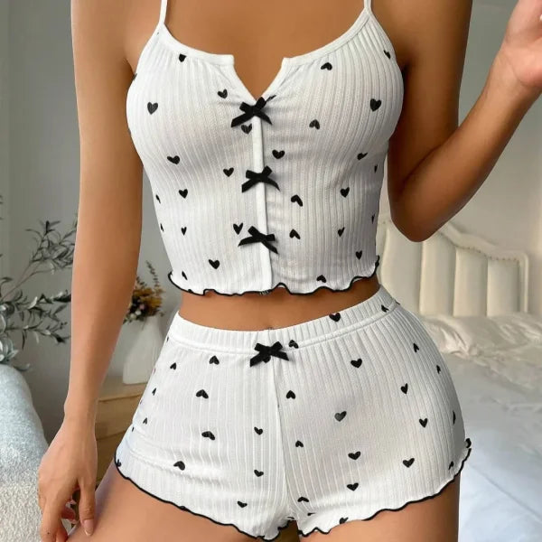 Lightweight Summer Satin Pajamas for Women – Casual & Adjustable Homewear Set - White / M