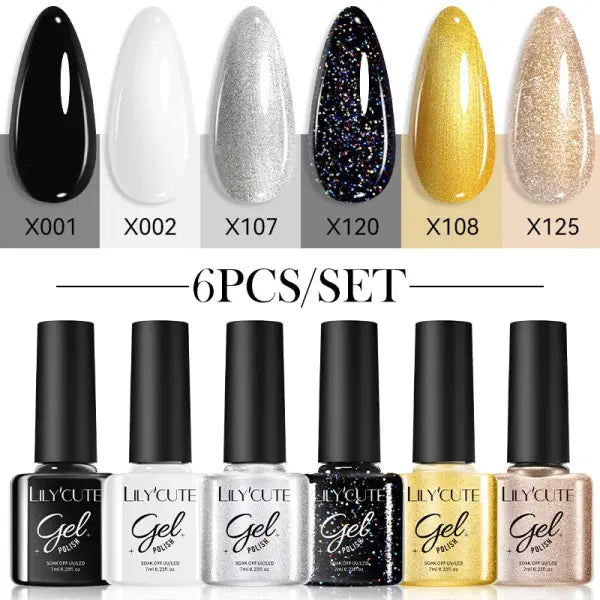 LILYCUTE 6Pcs/set 7ml Coffee Series Gel Nail Polish Kit 125 Colors Manicure Semi Permanent Soak Off UV Nail Art Gel