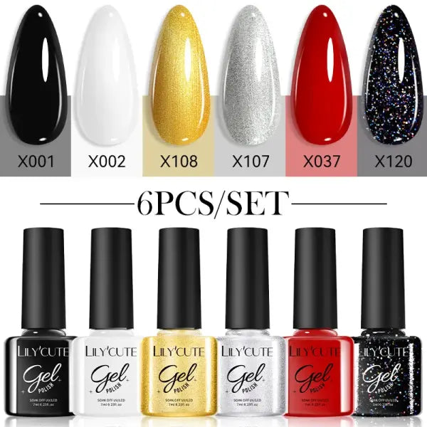 LILYCUTE 6Pcs/set 7ml Coffee Series Gel Nail Polish Kit 125 Colors Manicure Semi Permanent Soak Off UV Nail Art Gel