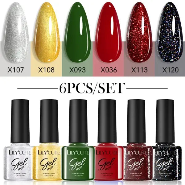 LILYCUTE 6Pcs/set 7ml Coffee Series Gel Nail Polish Kit 125 Colors Manicure Semi Permanent Soak Off UV Nail Art Gel