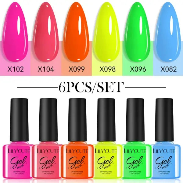 LILYCUTE 6Pcs/set 7ml Coffee Series Gel Nail Polish Kit 125 Colors Manicure Semi Permanent Soak Off UV Nail Art Gel