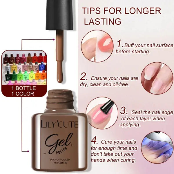 LILYCUTE 6Pcs/set 7ml Coffee Series Gel Nail Polish Kit 125 Colors Manicure Semi Permanent Soak Off UV Nail Art Gel