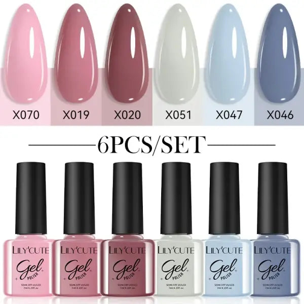 LILYCUTE 6Pcs/set 7ml Coffee Series Gel Nail Polish Kit 125 Colors Manicure Semi Permanent Soak Off UV Nail Art Gel