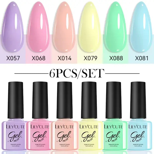 LILYCUTE 6Pcs/set 7ml Coffee Series Gel Nail Polish Kit 125 Colors Manicure Semi Permanent Soak Off UV Nail Art Gel