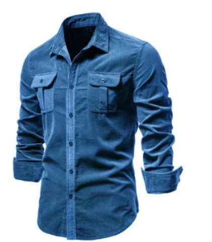 Shirts For Men Wear Shirt College Tops Longsleeve Blue - Denim Blue / M