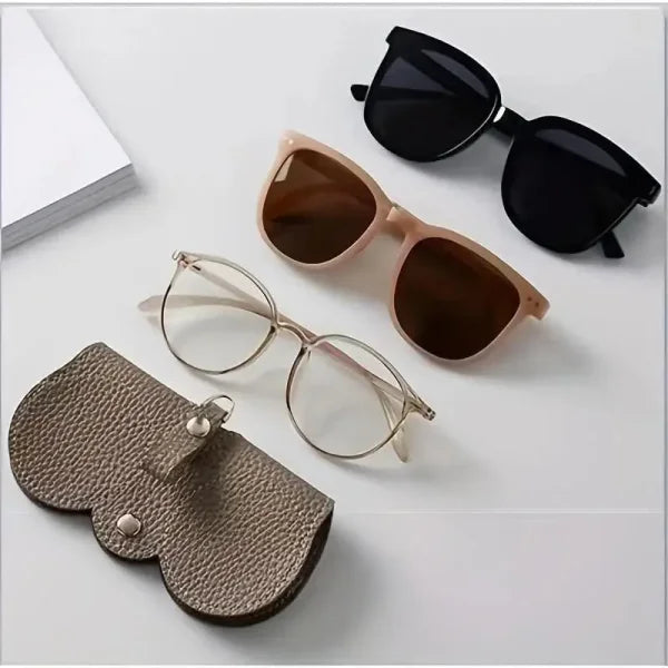 Litchi Embossed PU Leather Glasses Case - Portable Travel Holder - Himpall