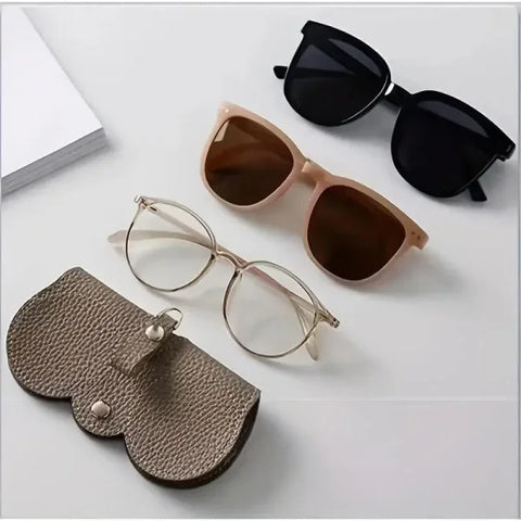 Litchi Embossed PU Leather Glasses Case - Portable Travel Holder - Himpall