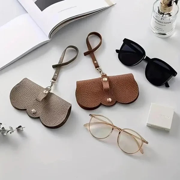 Litchi Embossed PU Leather Glasses Case - Portable Travel Holder - Himpall