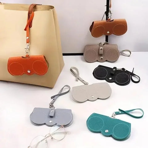 Litchi Embossed PU Leather Glasses Case - Portable Travel Holder - Himpall