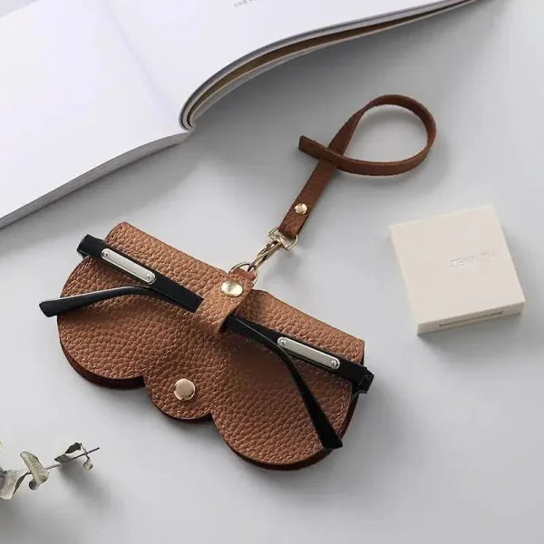 Litchi Embossed PU Leather Glasses Case - Portable Travel Holder - Himpall