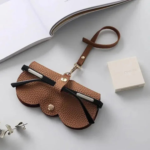 Litchi Embossed PU Leather Glasses Case - Portable Travel Holder - Himpall