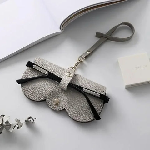 Litchi Embossed PU Leather Glasses Case - Portable Travel Holder - Himpall