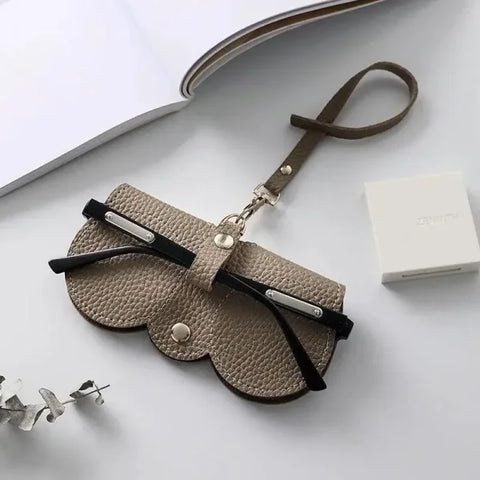 Litchi Embossed PU Leather Glasses Case - Portable Travel Holder - Himpall