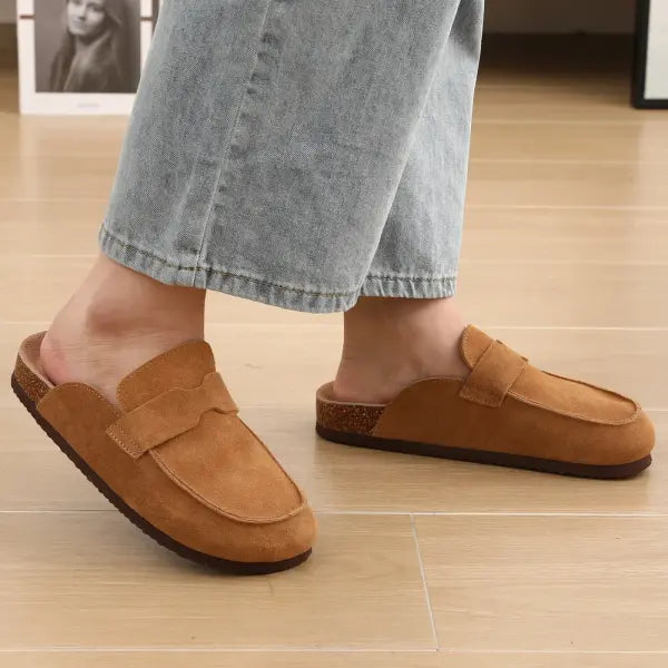 Litfun New Women Clogs For Women Fashion Cork Suede Mules Slipper Classic Cork Antislip For Outdoor Slippers With Arch