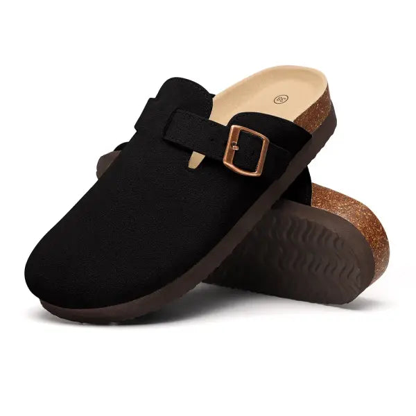 Litfun New Women Clogs For Women Fashion Cork Suede Mules Slipper Classic Cork Antislip For Outdoor Slippers With Arch