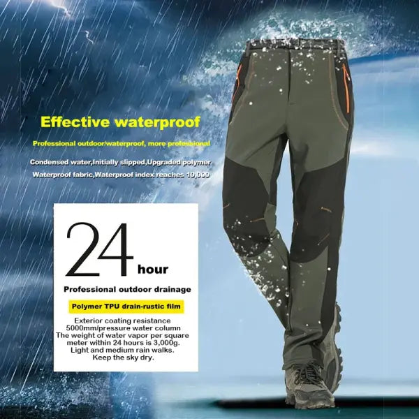 Men’s Winter Hiking Pants – Thick Warm Fleece Waterproof Windproof Soft Shell for Outdoor Trekking & Skiing