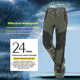 LNGXO Thick Warm Fleece Hiking Pants Men Winter Waterproof Windproof Outdoor Soft Shell Rain Trousers Trekking Camping