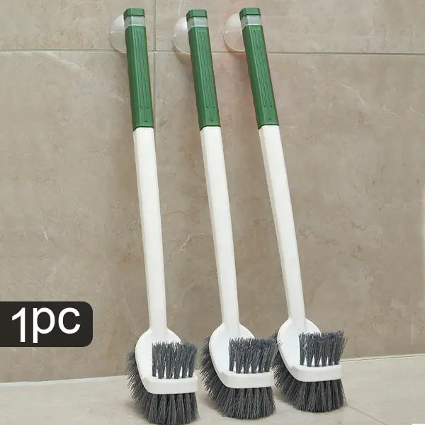 Long-Handled Suction Cup Toilet Brush Wall-Mounted Double-Sided Dead Corner Cleaner - green-1pc