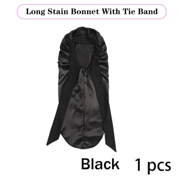 Long Satin Bonnet Solid Color Extra Large Sleep Cap With Long Tie Hair Bonnet For Black Women Hair Care Cap For All