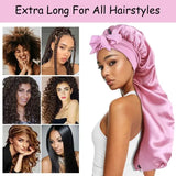 Long Satin Bonnet Solid Color Extra Large Sleep Cap With Long Tie Hair Bonnet For Black Women Hair Care Cap For All