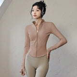 Long Sleeve Sports Jacket Women Zip Fitness Yoga Shirt Winter Warm Gym Top Activewear Running Coats Workout Clothes