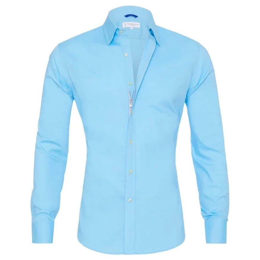 Long Sleeve Zipper Shirt With Button Design Fashion Lapel Tops For Mens Clothing