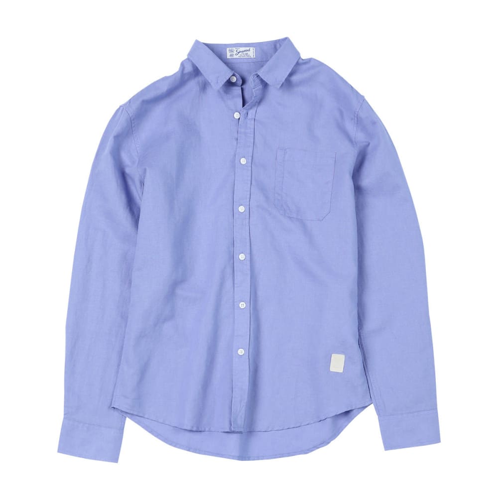 Long-sleeved cotton and linen shirts for men - Light blue / 3XL