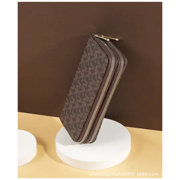Long Wallets for Women Double Zipper Clutches Purse with Big Letter Wristlet Wallet Phone Holder Card Holder Lady