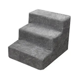 LOOFI 3-step memory foam pet stairs with gray carpet for small dogs and cats