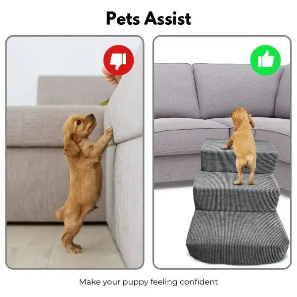Loofi 3-step memory foam pet stairs for small dogs and cats