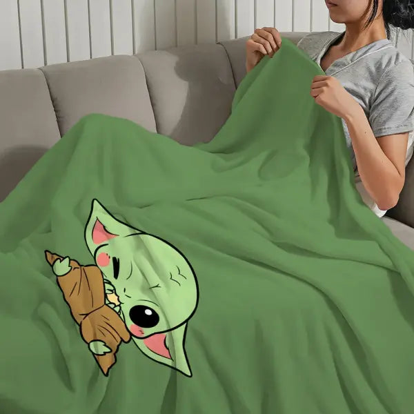 Lovely Y-Yoda Baby Cute Blanket Plush Nap Sofa rug for Living Room Warm Office Bedroom Birthday Home Travel Kid Gifts