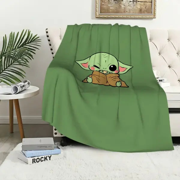 Lovely Y-Yoda Baby Cute Blanket Plush Nap Sofa rug for Living Room Warm Office Bedroom Birthday Home Travel Kid Gifts