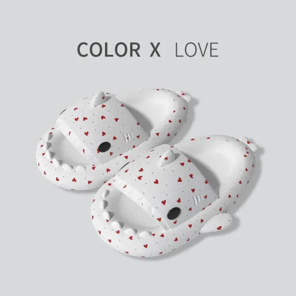 Lovers Shark Slippers with Heart Print for Couples and Home Comfort - Himpall