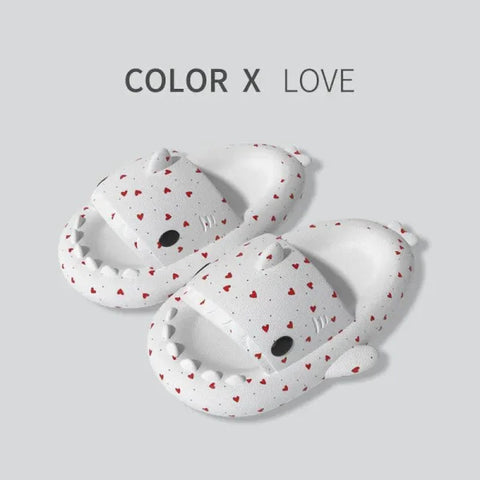 Lovers Shark Slippers with Heart Print for Couples and Home Comfort - Himpall
