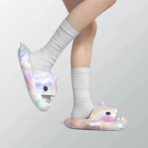 Lovers Shark Slippers with Heart Print for Couples and Home Comfort - Himpall