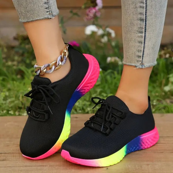 Low Top Platform Sneakers with Durable Rubber Sole Material - Black / 36.