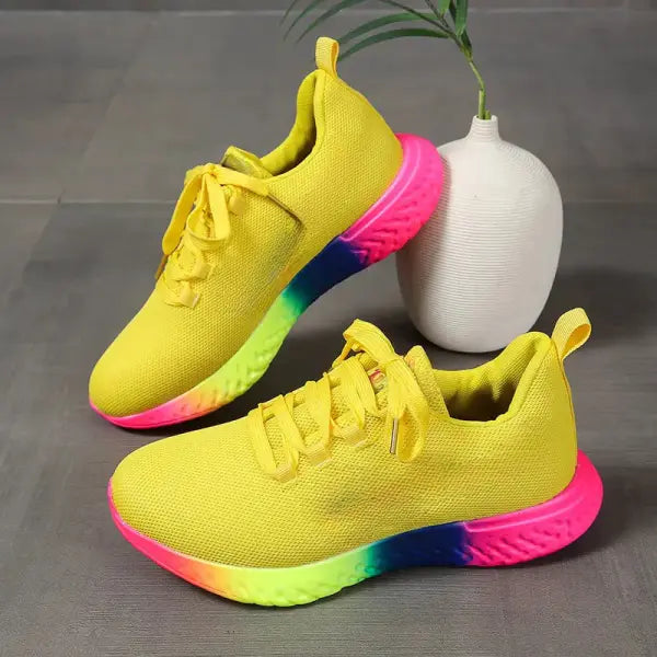 Low Top Platform Sneakers with Durable Rubber Sole Material - Yellow / 36.
