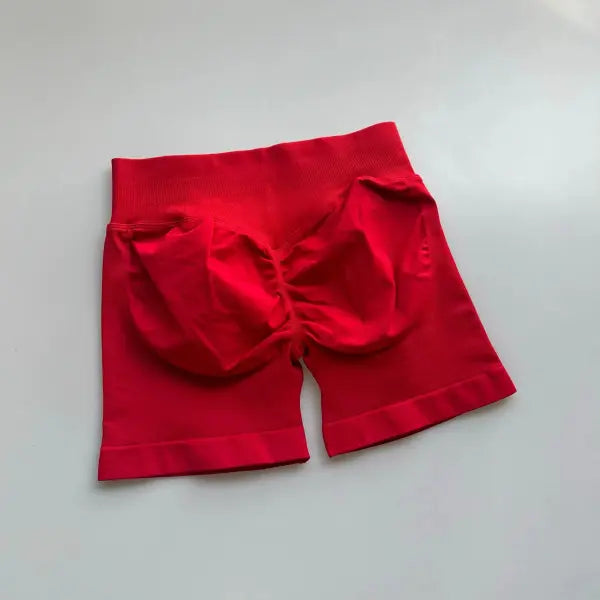 Low Waist Seamless Gym Shorts with Scrunch Butt Lifting Design - Big Red / XS