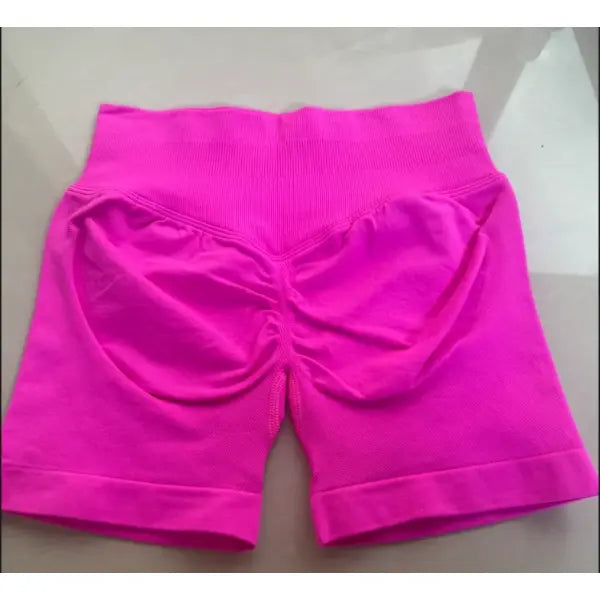 Low Waist Seamless Gym Shorts with Scrunch Butt Lifting Design - Bright purplish red / XS