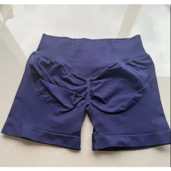 Low Waist Seamless Gym Shorts with Scrunch Butt Lifting Design - dark blue / XS