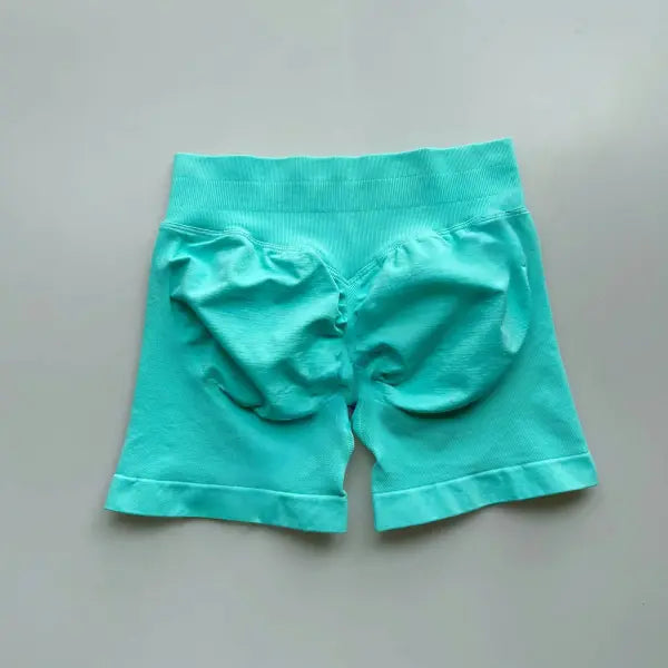 Low Waist Seamless Gym Shorts with Scrunch Butt Lifting Design - Mint Green / S