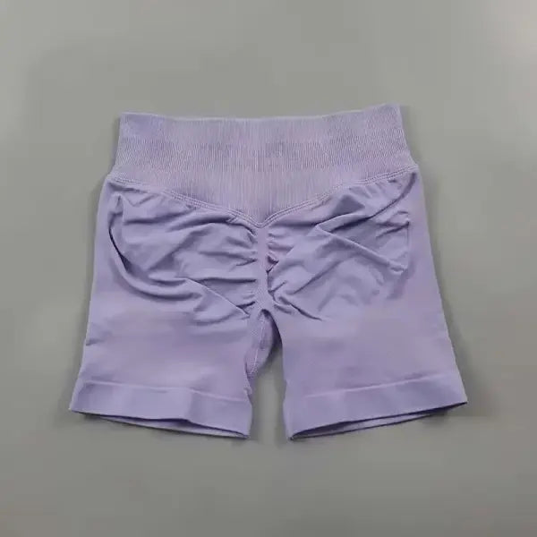 Low Waist Seamless Gym Shorts with Scrunch Butt Lifting Design - Purple / L